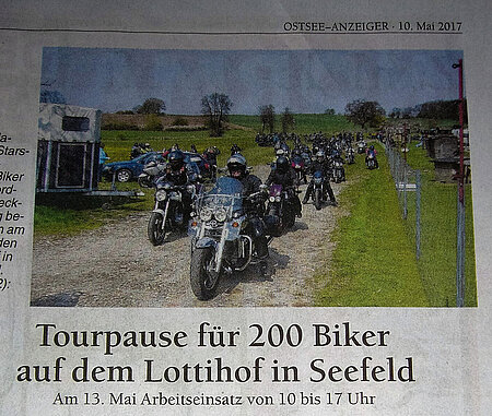 "Tourpause für 200 Biker auf dem aktion tier Lottihof"